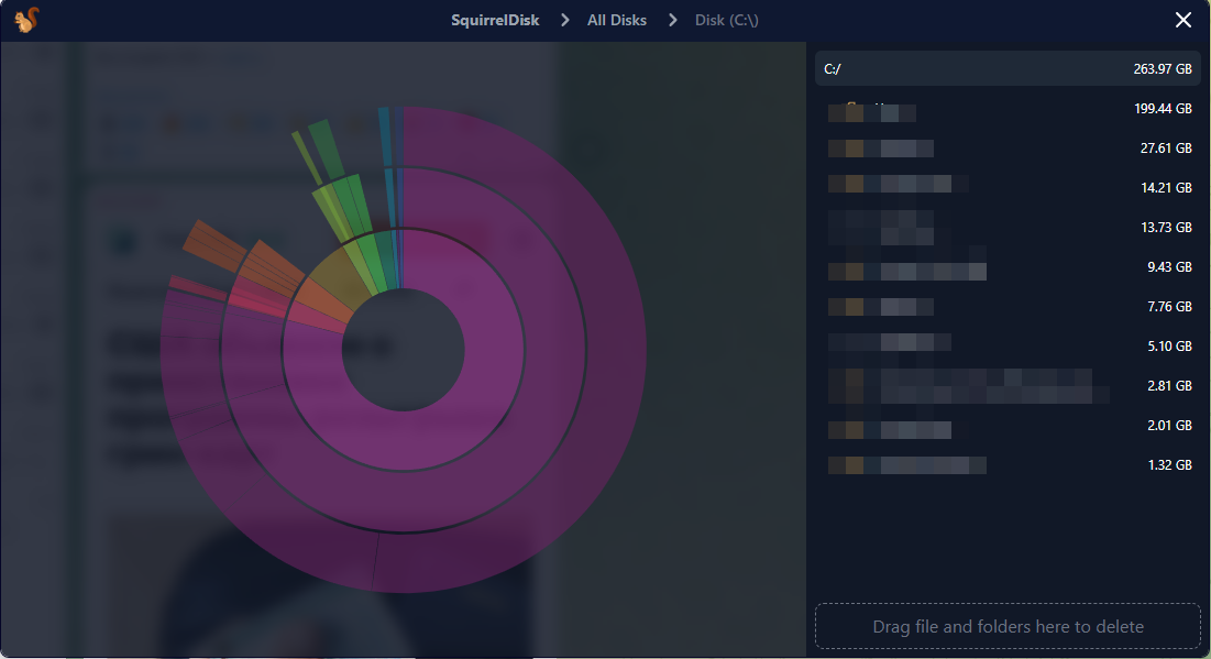 SquirrelDisk - находим и удаляем весь мусор в ОС